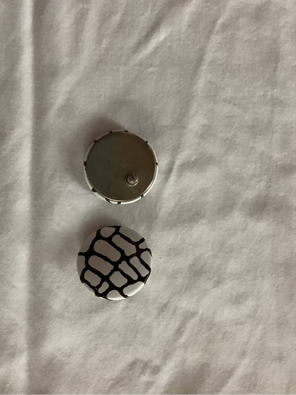 Black & White Patterned Button Stud Earring - Women Accessories